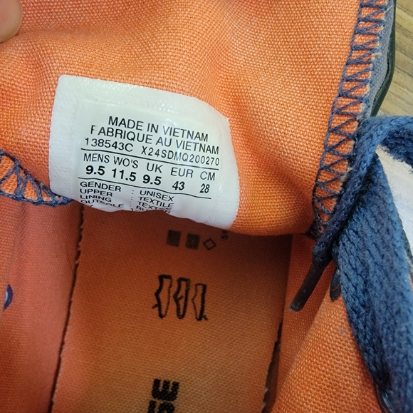 Converse, unisex mens US 9.5, women's 11.5, blue-orange - Picture 6 of 11